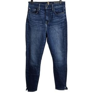 7 For All Mankind The High Waist Ankle Skinny Jeans Dark Wash Women‎ Size 28